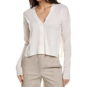 Theory Hanelee Wool Cardigan Women’s Medium Ivory Button-Front Lightweight